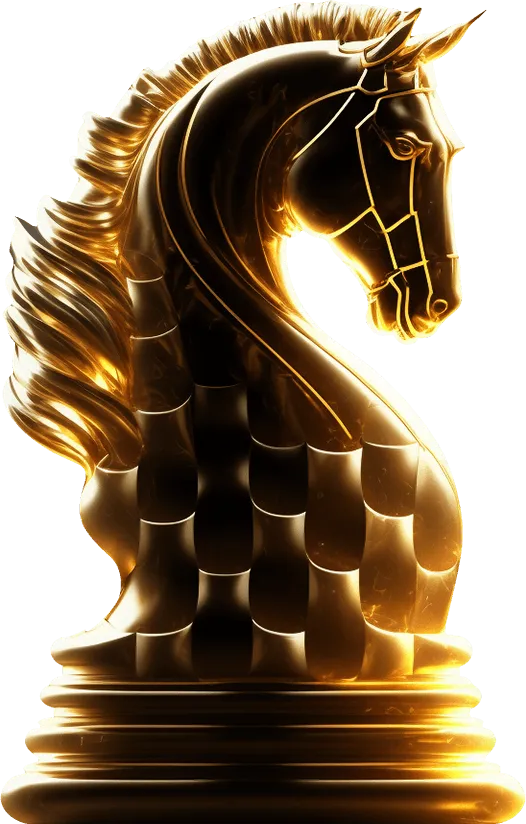 Gold knight chess piece 